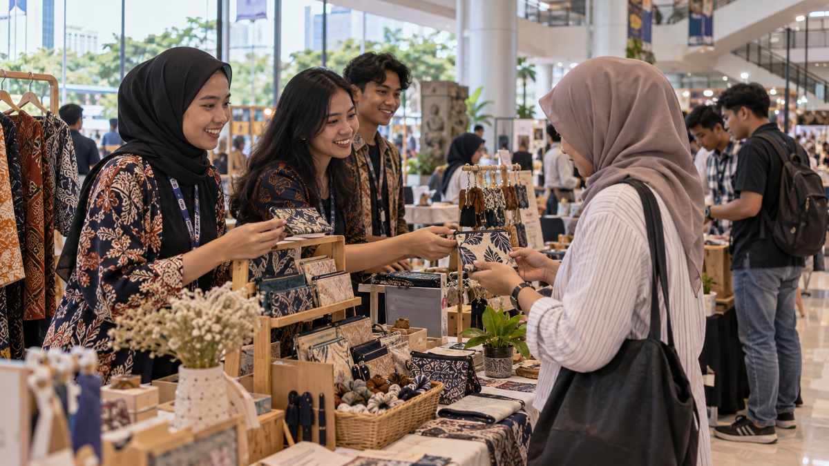 Ilustrasi pameran bisnis mahasiswa di kampus UK Petra Surabaya