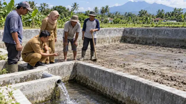Ilustrasi verifikasi lahan kolam perikanan beton di Jember