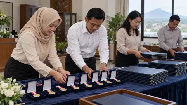 Ilustrasi tanda kehormatan Satyalancana Karya Satya bagi ASN