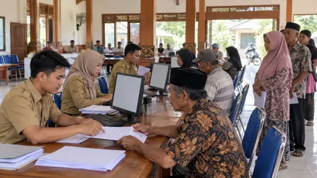 Ilustrasi realistis editorial tentang Pojok Pajak Kedungadem mendekatkan layanan dua hari di Kabupaten Bojonegoro, tanpa teks atau logo.