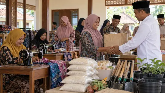 Ilustrasi penyaluran bantuan sosial di Sumenep Madura