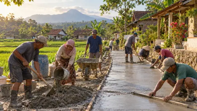 Warga Dusun Batu Putih Swadaya Mengecor Jalan Sepanjang 35 Meter
