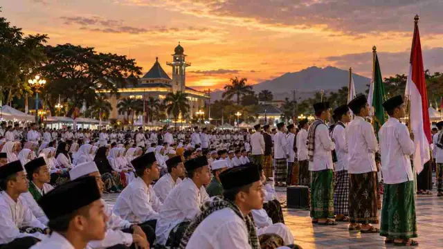 Ilustrasi keramaian pembukaan Hari Santri di alun-alun
