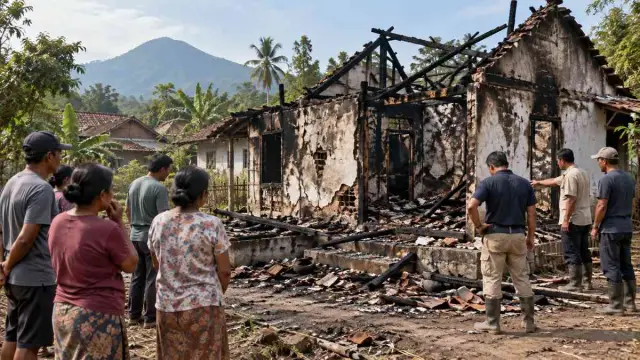 Ilustrasi kebakaran rumah warga di Curahkalong Jember